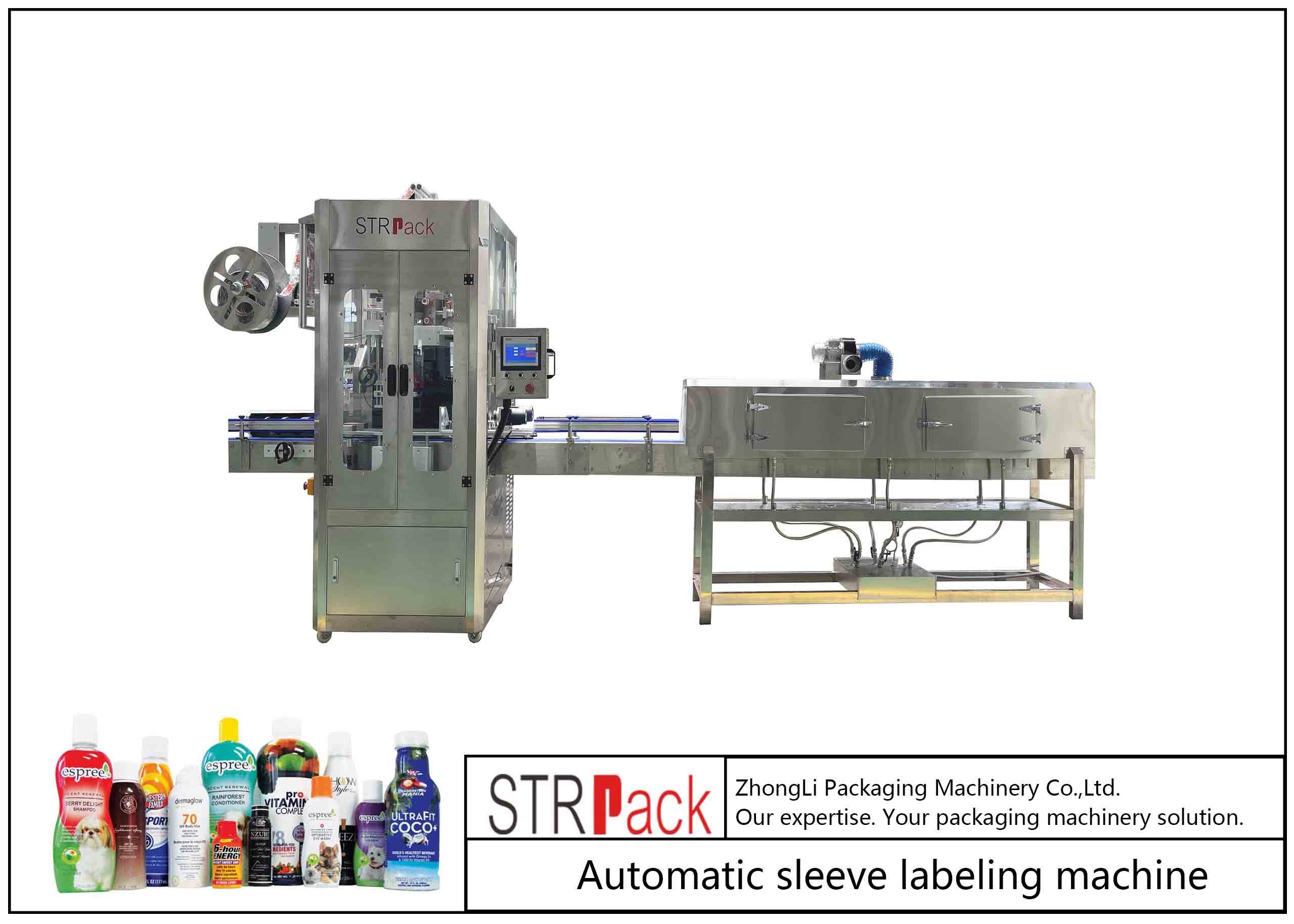 PVC Sleeve Labeling Machine Steam Tunnel For Drinking Bottle