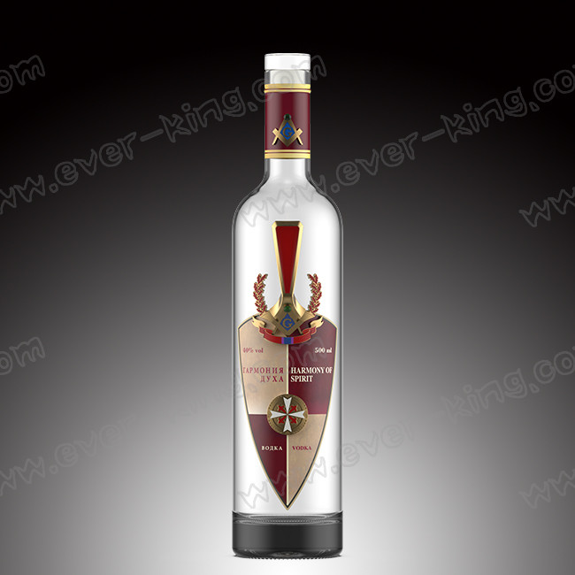 Metal Label Vodka Glass Bottle Custom Designed 700ml