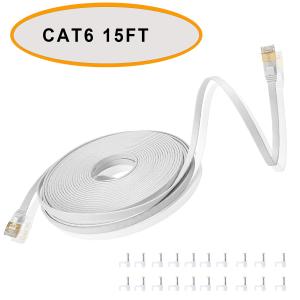Wholesale Cat 6 Ethernet Flat Patch Cable 50 Ft White Color Unshielded Twisted Pair from china suppliers