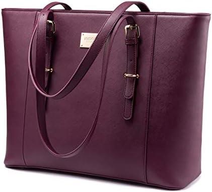 LOVEVOOK LAPTOP BAG FOR WOMEN, STRUCTURED LEATHER COMPUTER BAG, PROFESSIONAL