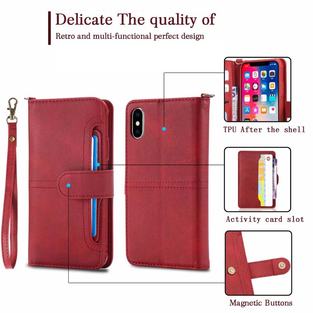 Multifunction Removable iPhone Leather Wallet Case with Card Slot, Phone Case for iPhone 6, iPhone 7