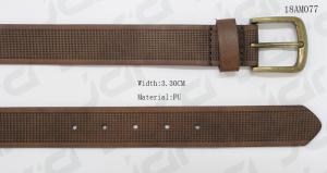 Wholesale Embossed Dots In Brown PU Mens Casual Belts , Mens Suit Belts With Antic Brass Buckle from china suppliers