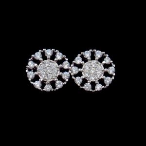 Wholesale Round Simple Circularity Silver Earrings Jewellery AAA Zircon 9 X 9 MM from china suppliers