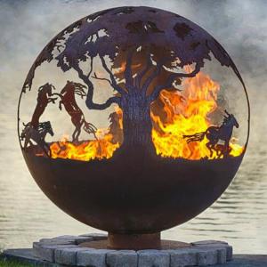 Wholesale 120cm Corten Steel Fire Pits 800mm Sphere Firepit Decoration from china suppliers