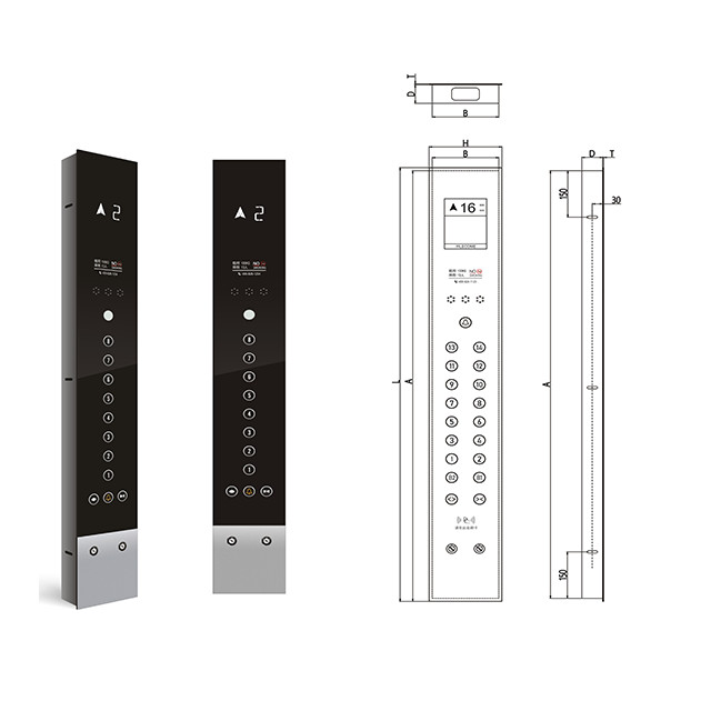 White Glass Panel Horizontal 8 Inches TFT Display Elevator Car Operation Panel Elevator Parts Cop For Home Lift