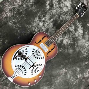 Wholesale Custom Cherry Burst Flamed Maple Top Dobro Resonator Steel Electric Guitar from china suppliers