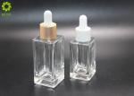 Empty Cosmetic 30ml 50ml Luxury Flat Shoulder Square Clear Glass Essential Oil