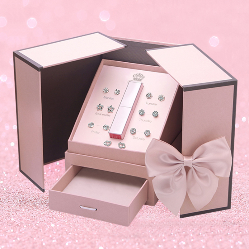UV Coating Custom Logo Design Double Door Cardboard Gift Box for Valentine's Day Gifts