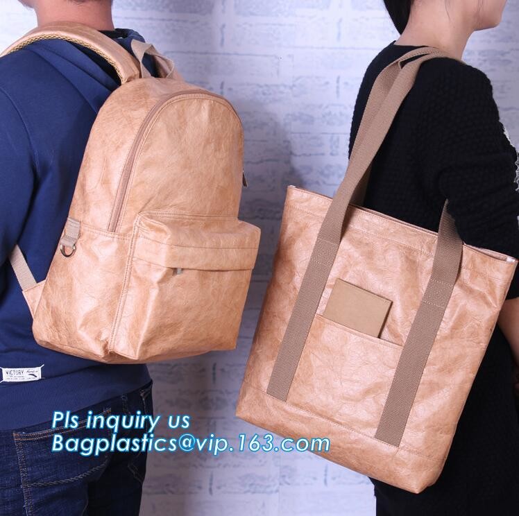Cheap Lightweight Cheap Brown Custom Made Print Logo Water-proof Tyvek Paper Tote Shopping Bageco reusable promotion gif