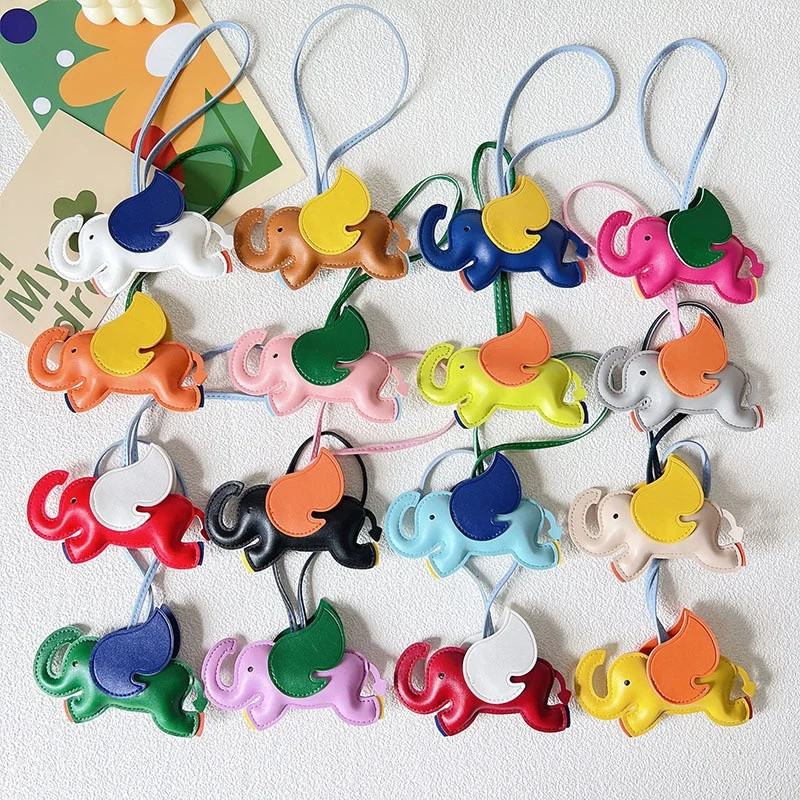 Custom Bulk Leather Keychains Car Keychain Elephant PU Leather Keychain