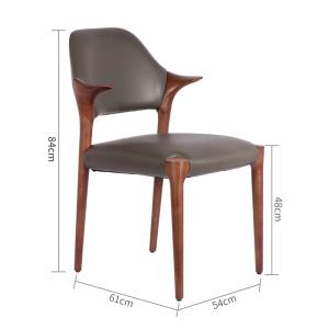 Wholesale Restaurant Solid Wood Dining Chair Creative Soft Backrests Cow Corner Shape Armrests from china suppliers