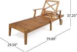 Outdoor Patio Adjustable Wood Chaise Lounge Recliner | Textilene Lounge Chair |