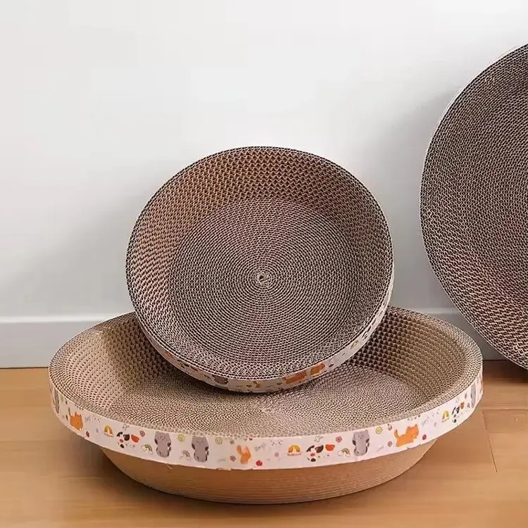 Oval Cat Scratching Board Corrugated Round Scratch Pads For Cats