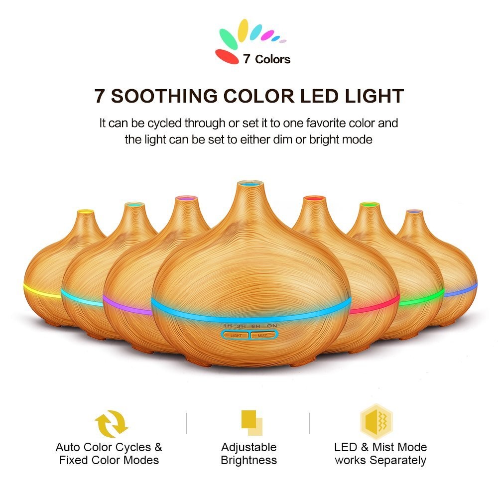 50ml/H 12W 300ml Wood Grain Essential Oil Diffuser