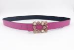 ashion Lady Waist Genuine Leather Rhinestone Belt with Diamond Buckle