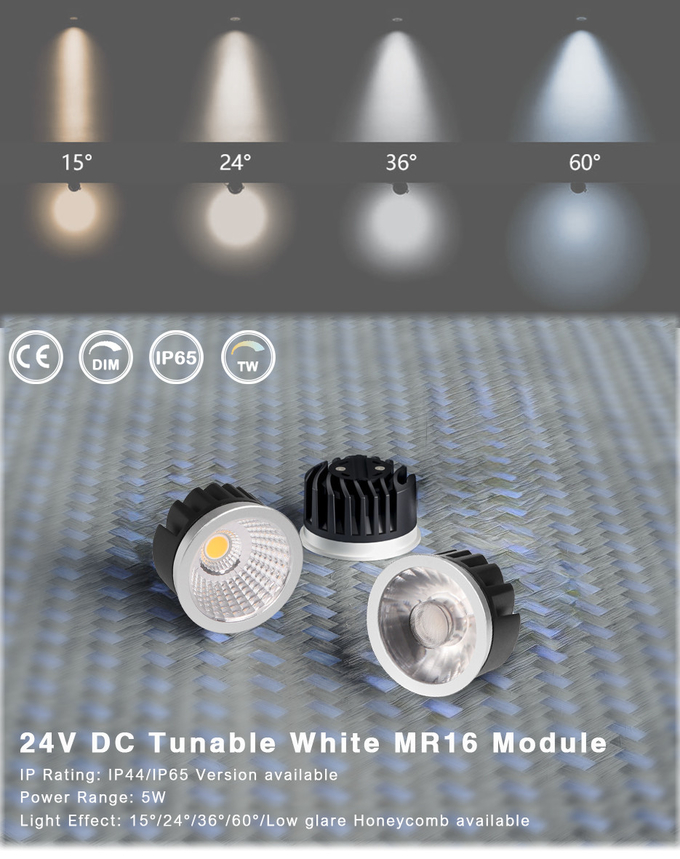 24VDC MR16 Led Module Low Voltage Centralized Tunable White MR16 Module