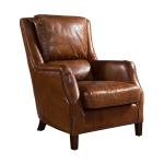High Back Brown Vintage Leather Dining Chairs Soft Cushions Armchair Home Office