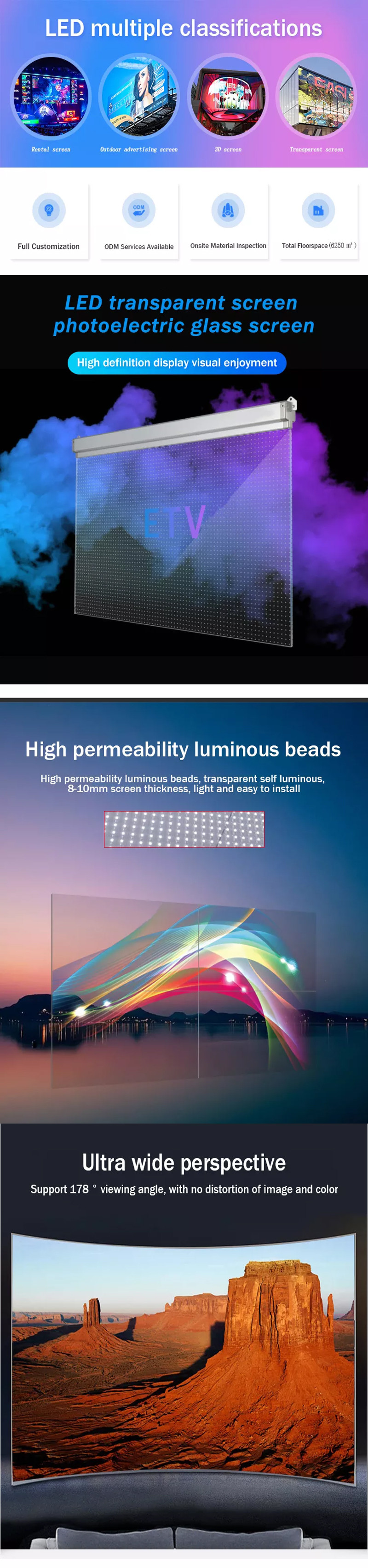 High Transparency Outdoor Glass Curtain Wall Led Display P3.91-7.8
