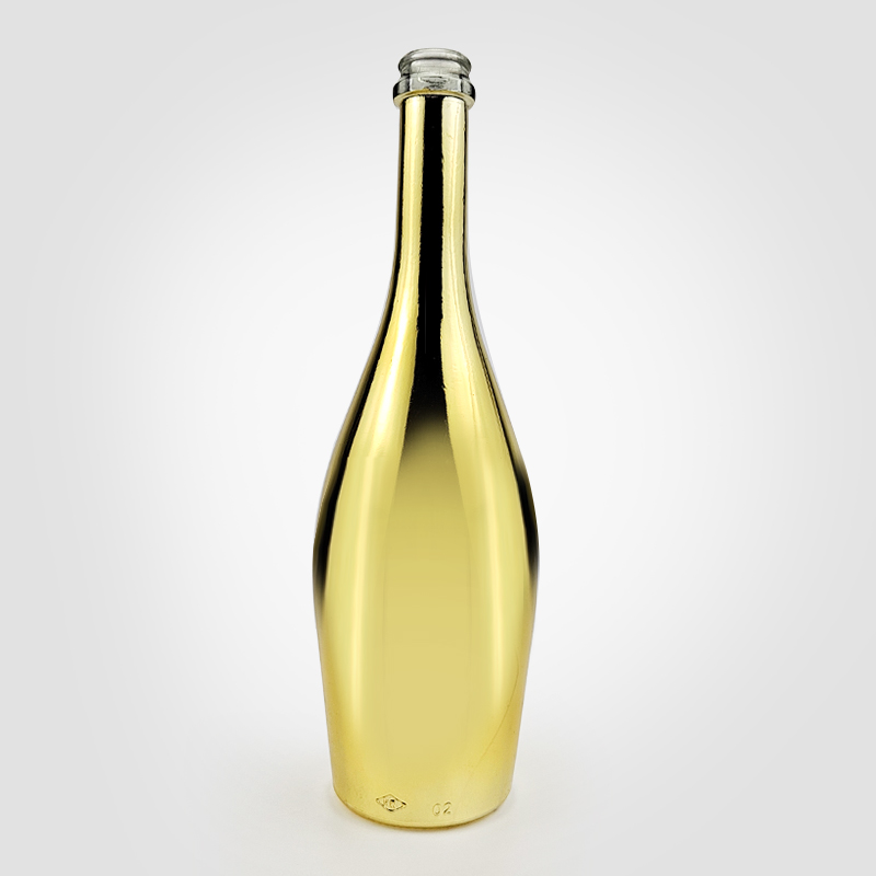 700ml 750ml Industrial Beverage Electroplated Glass Bottle with Cork Customization