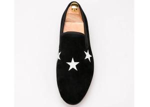 Wholesale Dark Blue Mens Velvet Smoking Slippers Elegant Star Custom Embroidered Slippers from china suppliers