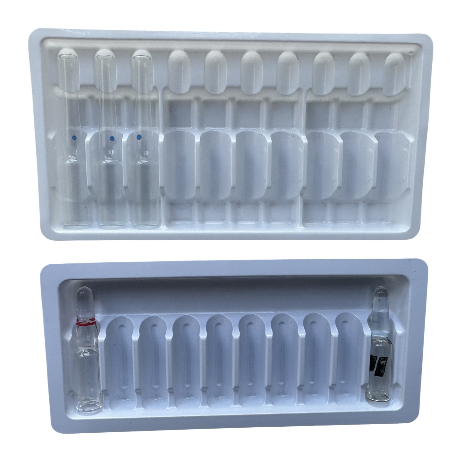 10ml White Plastic Ampoule Vial Medicine Packaging Tray Medical Plastic Manufacturer PET Blister Packaging Sample Accept
