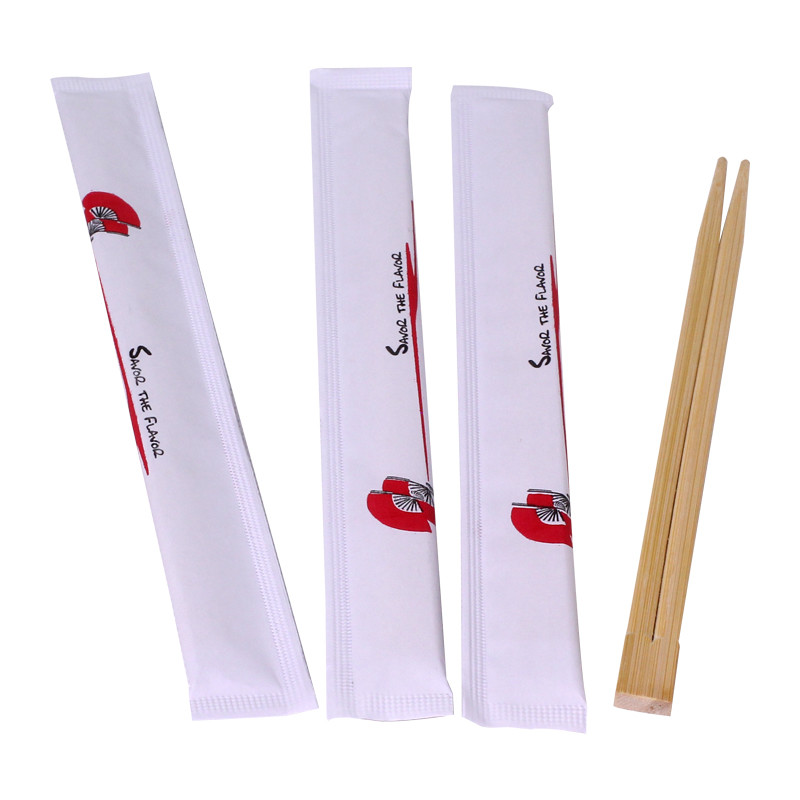 Custom Eco Printed Disposable Carbonized Compostable Twin Logo Bamboo Chopstick