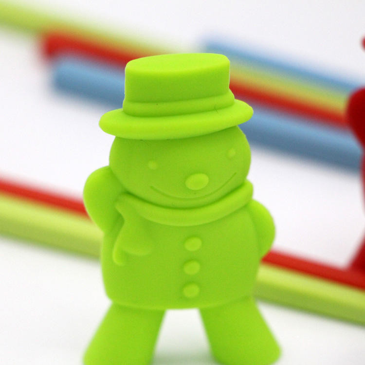 Cartoon Snowman Shaped Flatware Silicone Chopsticks Holder Chopstick Head For Kid