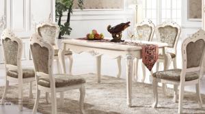 Wholesale luxury cream French style wood rectangle dining table furniture from china suppliers