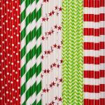 7.75 Inches Birthday Party Favors Santa Hat Snowflake Christmas Paper Straws