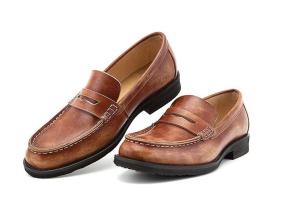 Wholesale Comfortable Mens Leather Loafers , Mens Brown Leather Shoes Slip On Closure Type from china suppliers