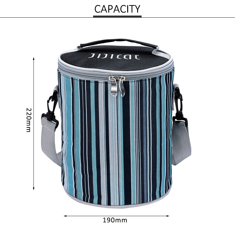Barrel Shape Polyester Insulated Tote Lunch Bag