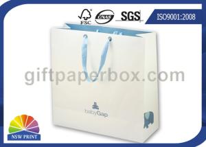 Wholesale Eco friendly Recycled White Paper Kraft Bag with Ribbon Handle , Kraft Paper Shopping Bags from china suppliers