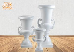 Wholesale Classic Wedding Centerpiece Table Vases Glossy White Fiberglass Floor Vases Indoor Planters from china suppliers
