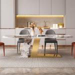OEM Luxury Marble Dining Table Gold Metal Base Living Room Furniture