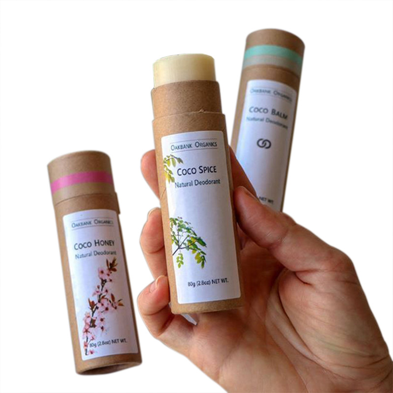 Recyled Lip Balm Tubes Cardboard Cylinder Packaging With Push Tab