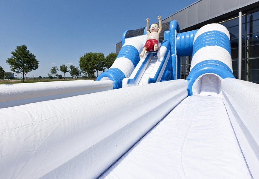 Blue / White Tunnel Commercial Inflatable Slide Safety Giant Inflatable Slide Rental