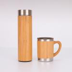 500ml Custom Logo Bamboo Fiber Wooden Drinking Bottle With Filter Cup Vacuum
