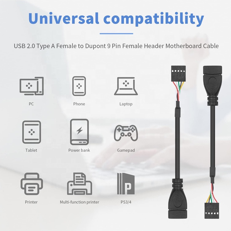 USB Type A Female to 9 Pin Dupont Female Header Motherboard Adapter Cable