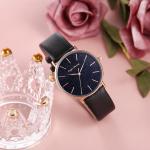 Black 5ATM 36mm Analogue Wrist Watch 5BAR Leather Belt Watches For Ladies