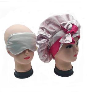 Wholesale Plain Dyed Double Layers Curly Girl Sleep Bonnet With An Eyeshade from china suppliers