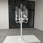 3 Arm 9 Arm Crystal Candelabra Wedding Black Glass Wedding Table 110CM