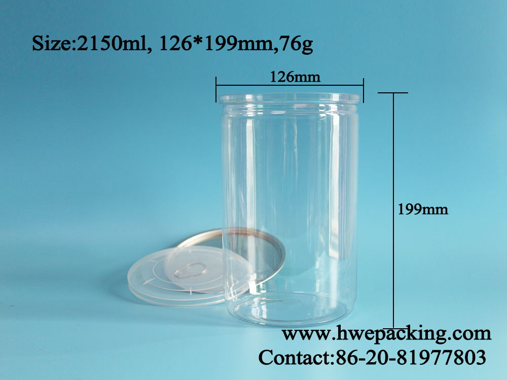 Big 502# 199mm Height PET Can Plastic Canister With Lid 72.7oz
