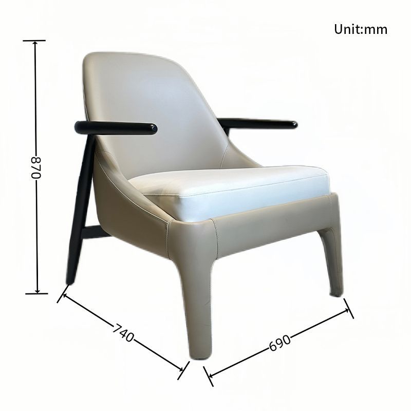 Home Furniture Wholesale Luxury Ash Wood PU Leather Armrest Leisure Bedroom Chair