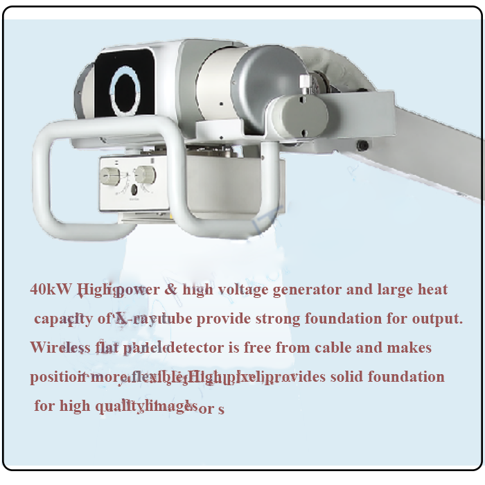 Mobile and digital x ray machine with big castors