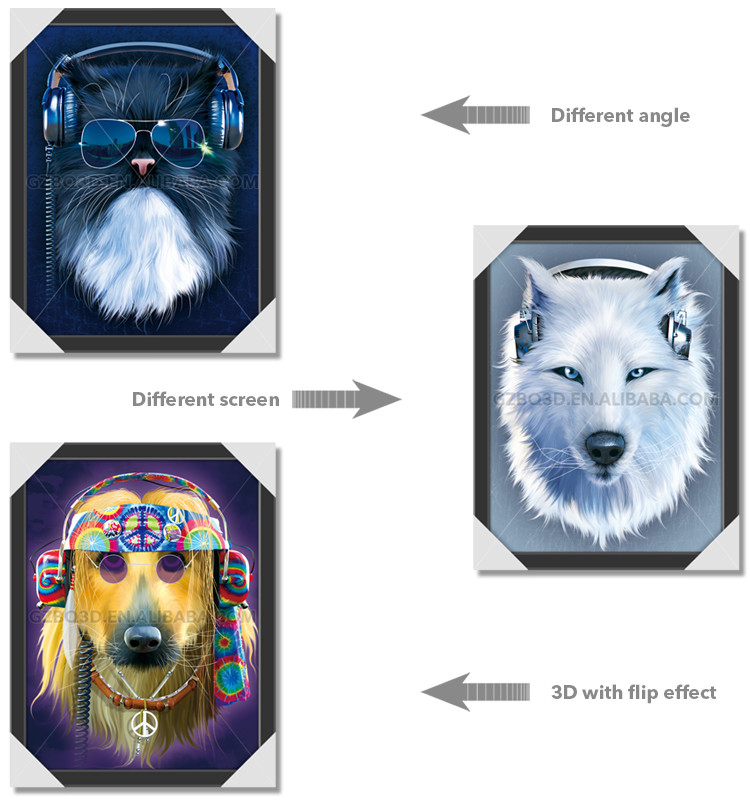 Clear Vivid Animal 3d Photo For Home Wall Decor , 3d Flipped Changing Wall Art