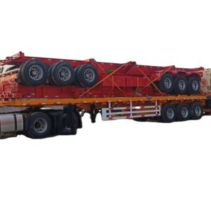 Wholesale 3 Axle 20ft Shipping Container Flatbed Semi Truck Flatbed Semi Trailer With Bolster from china suppliers