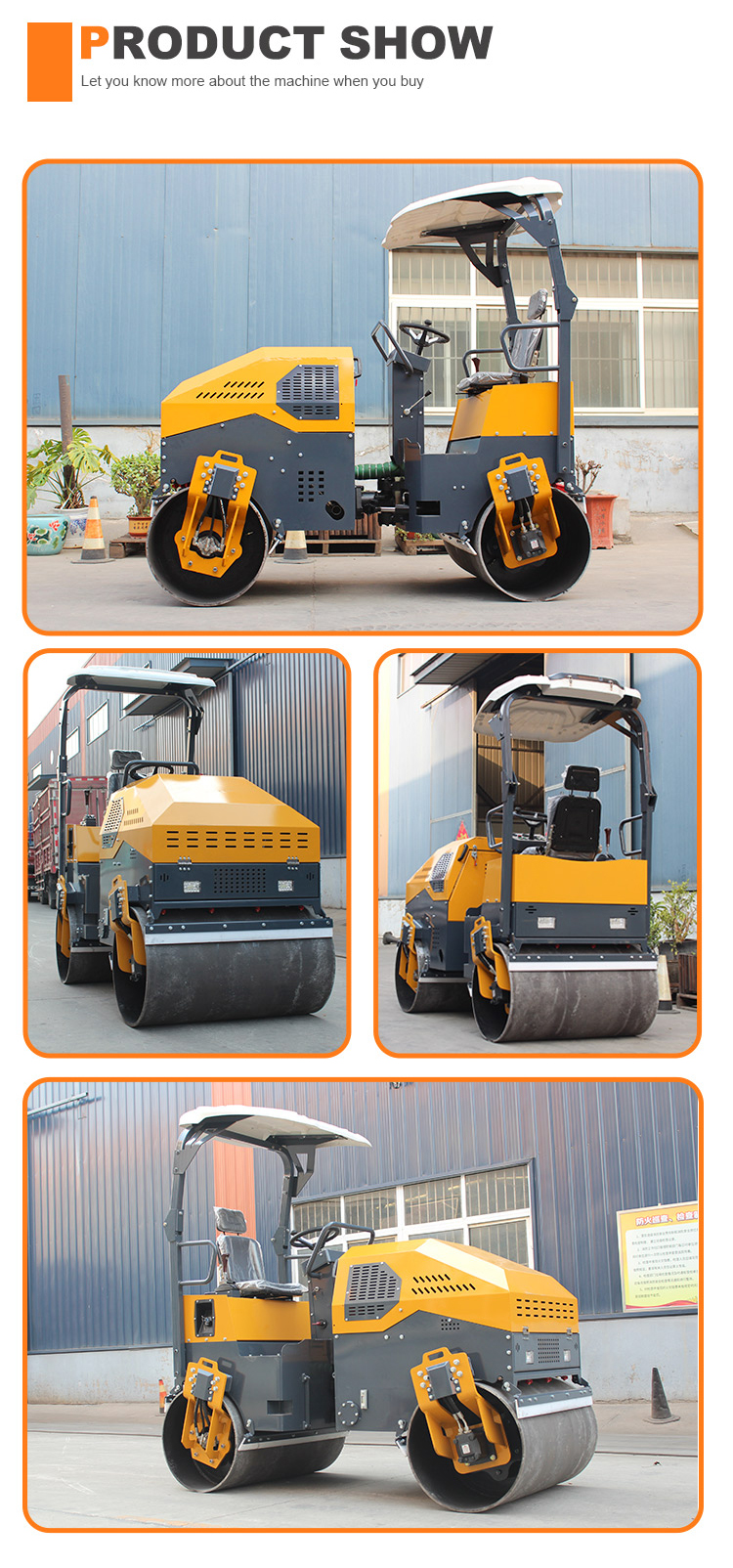 Full Hydraulic Transmission HQ-YL1200 3 Ton Vibratory Roller Compaction Road Roller