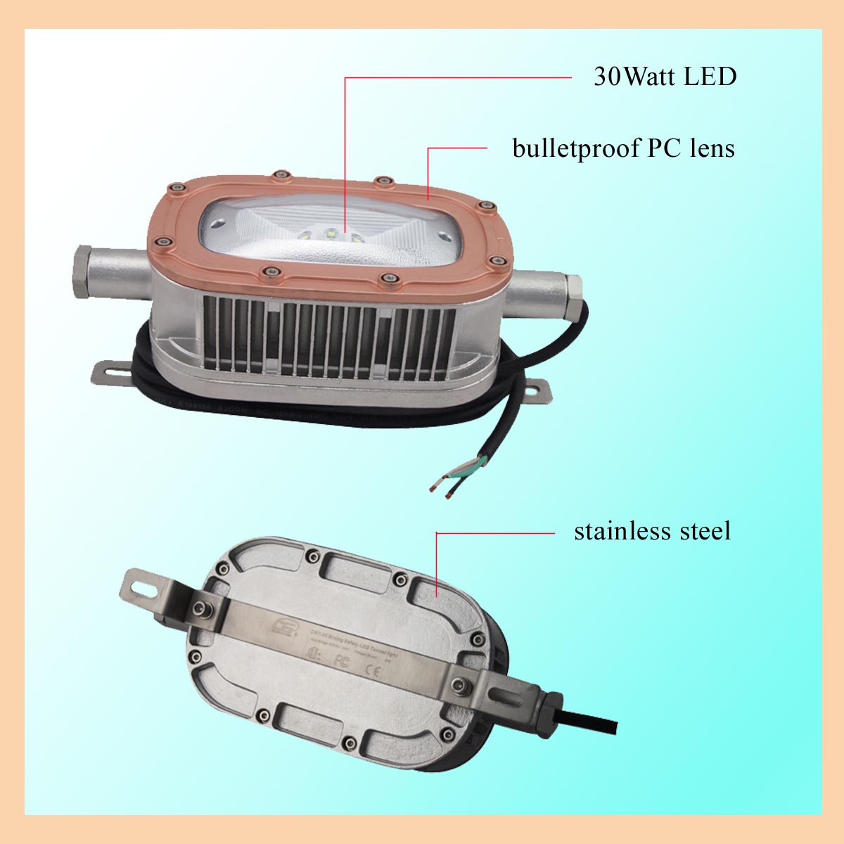 3000 lumen LED explosion proof light Stainlesss steel housing CSA / FCC