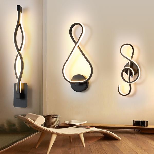 Modern Minimalist LED Wall Light For Living Room Bedroom Bedside Black Aisle