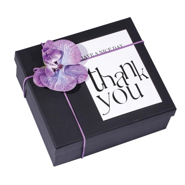Customizable Corporate Gift Box Black Purple Orchid Design